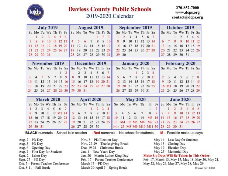 DCPS approves 20192020 calendar The Owensboro Times