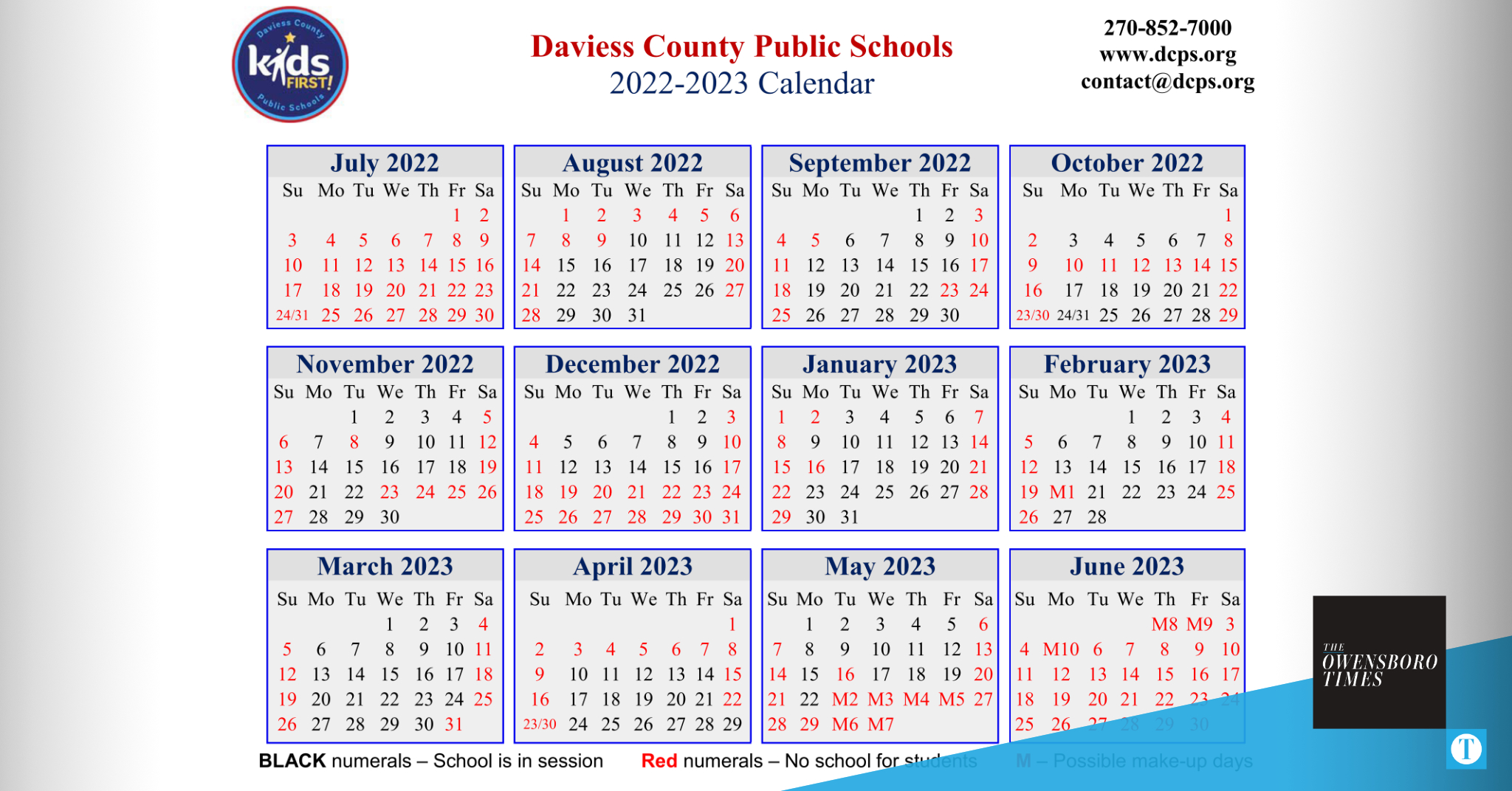 DCPS Approves 2022 23 Academic Calendar The Owensboro Times