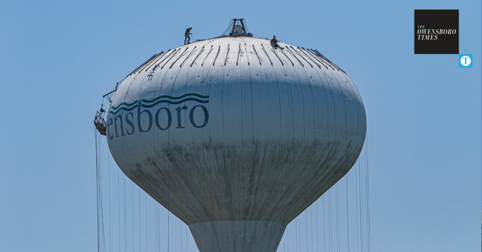 OMU begins cleaning, repainting water tower on Frederica The