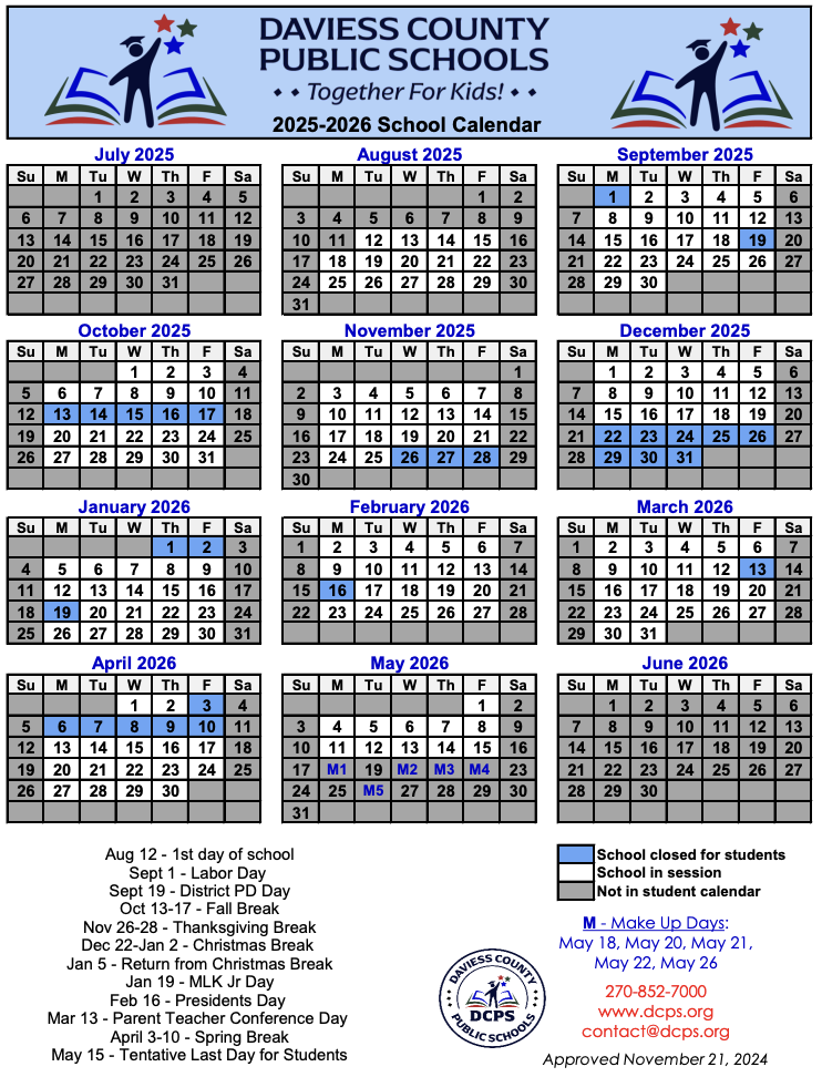 DCPS moving Fall Break back 1 week next year, approves full 2025-26 calendar - The Owensboro Times